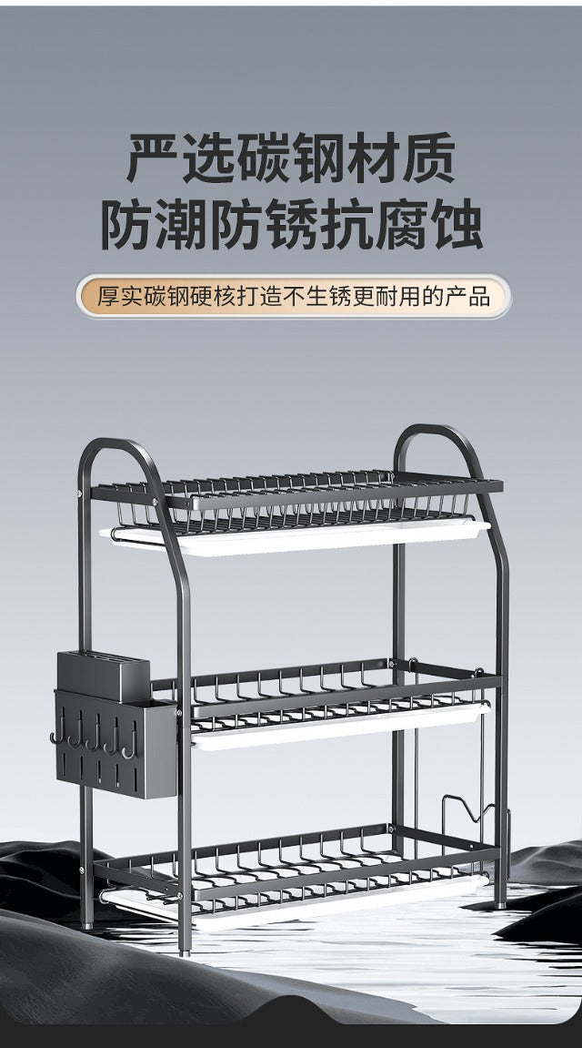 Cross-Border Kitchen Storage Rack Multi-Functional Bowl Dish Plate Knife Rack Chopstick Organizer Household Countertop Multi-Layer Draining Rack