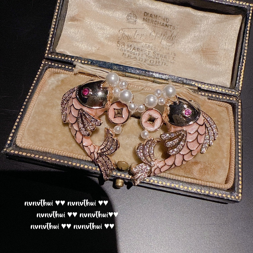 Sparkling Paphos Cloud Pattern Jellyfish Tassel Gemstone Earrings The Joy of a Rich Woman Egg-shaped Princess Pink Earrings