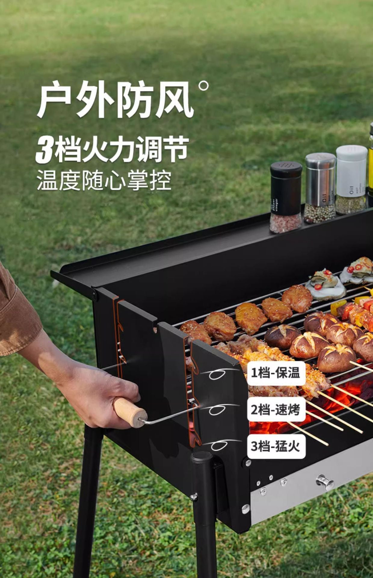 Portable BBQ Grill Outdoor Charcoal Folding BBQ Rack Stainless Steel Thickened BBQ Stove BBQ Barbecue Utensils