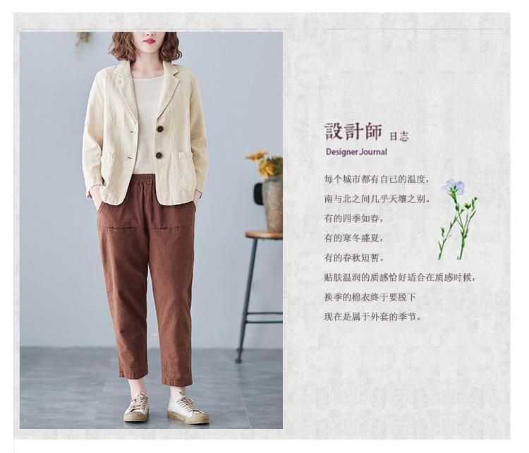 Cotton and Linen Blazer Small Suit2025Spring and Autumn New Loose Artistic Versatile Long Sleeve Casual Elegant Sun Protection Shirt for Women