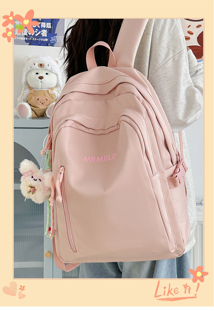Large Capacity Backpack Women's New Fashion Simple School Bag Harajuku style solid color travel backpack for middle and high school students http://detail.1688.com/offer/967608488585.html