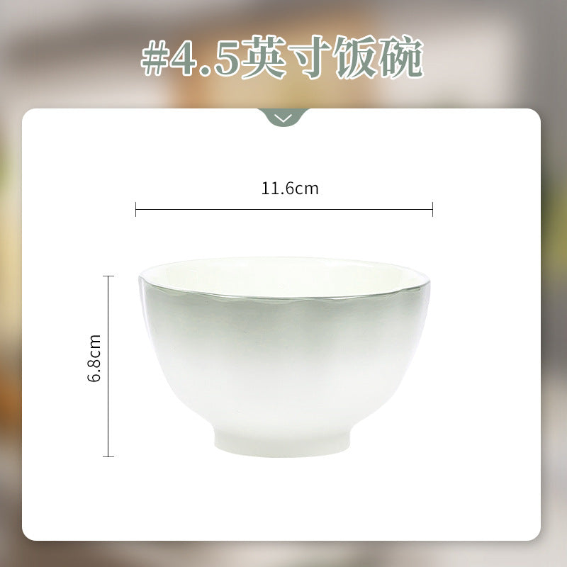 Nordic Style Gradient Color Bowl and Plate Set for Home Use, Thickened Lace Ceramic Tableware, Bowl and Plate Combination, Underglaze Color Bowl Set