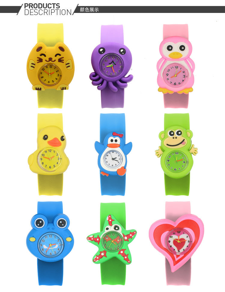 Children's Watch Cartoon Pat Watch Kindergarten Elementary School Silicone Toy Pat Circle Anime Peppa Pig Electronic Watch