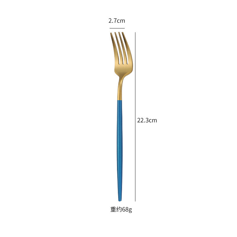 Cross-Border304Stainless Steel Portuguese Cutlery Set Knife Fork Spoon Round Handle Thick Western Cutlery Nordic Hotel Steak Knife