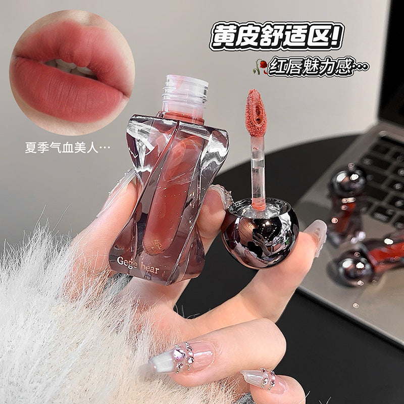 Gege Bear Soft Light Mousse Lip Mud Velvet Soft Mist Matte Autumn Winter Atmosphere Whitening Lip Gloss Cross-Border Beauty Makeup