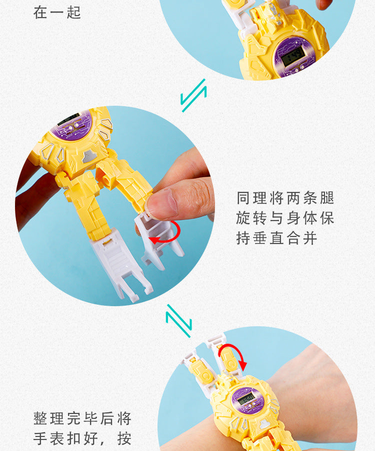 Children's Transforming Watch Electronic Watch Boys and Girls Robot Transforming Internet Celebrity Gift Kids Elementary School Student Gift Prize