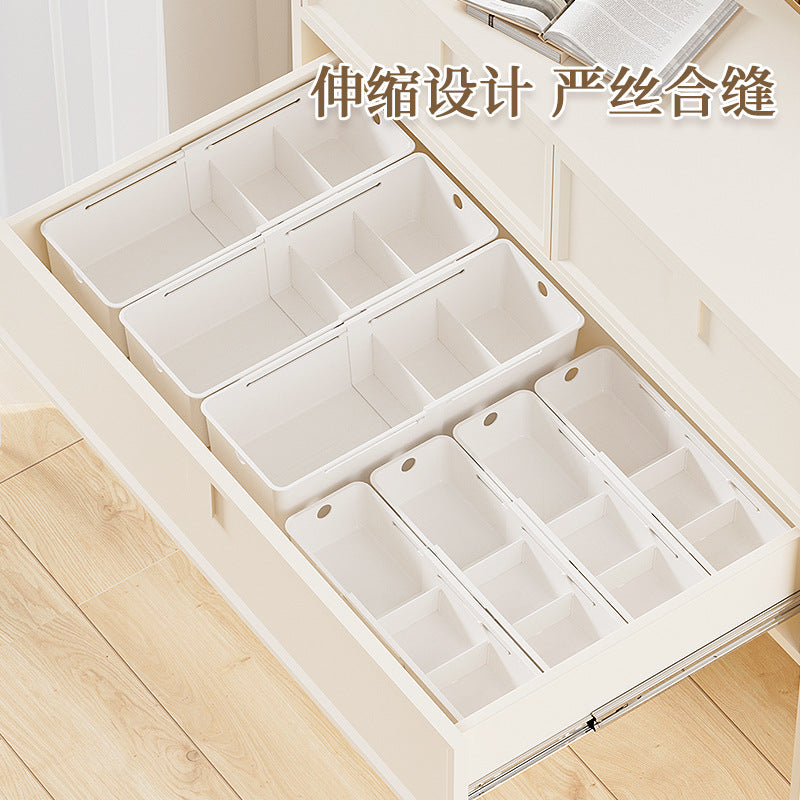 Drawer Storage Box Expandable Cabinet Divider Box Kitchen Tableware Desktop Cosmetics Miscellaneous Organizer Box