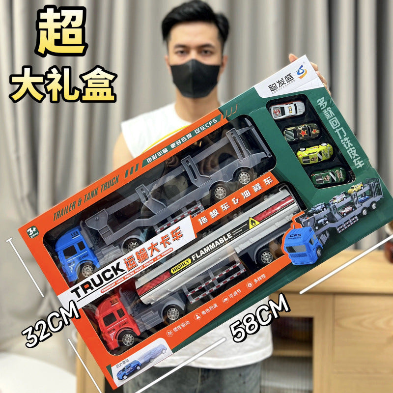 Durable Children's Toy Car Pull-Back Car Simulation Excavator Engineering Vehicle Fire Truck Airplane Model Boy's Gift