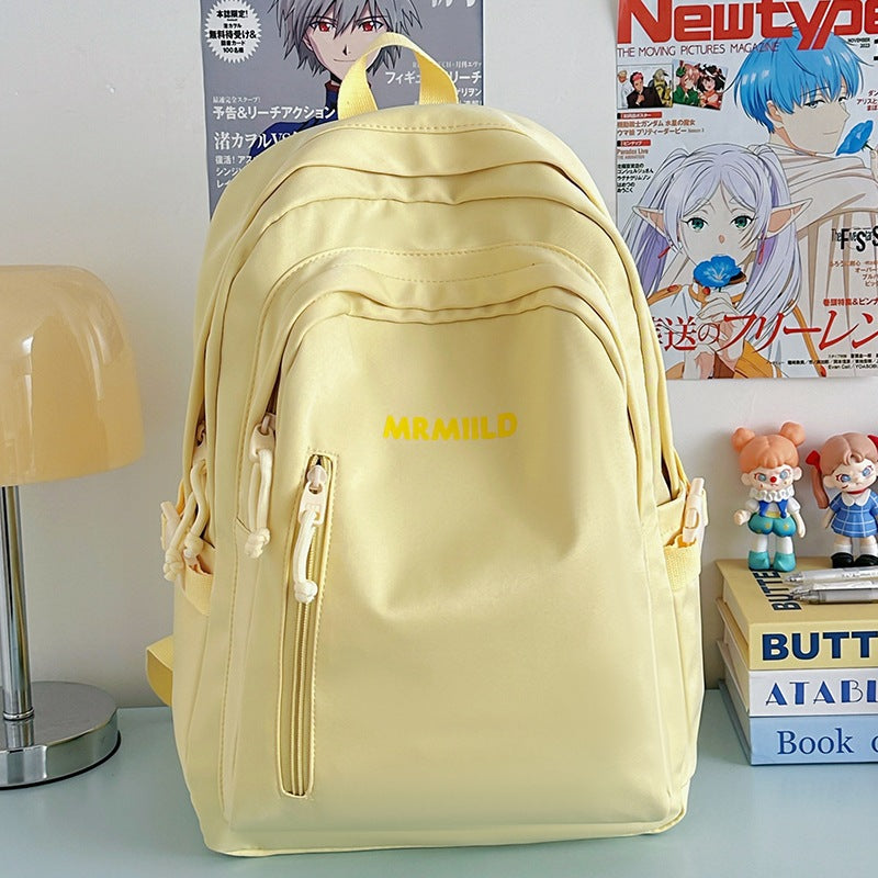 Large Capacity Backpack Women's New Fashion Simple School Bag Harajuku style solid color travel backpack for middle and high school students http://detail.1688.com/offer/967608488585.html