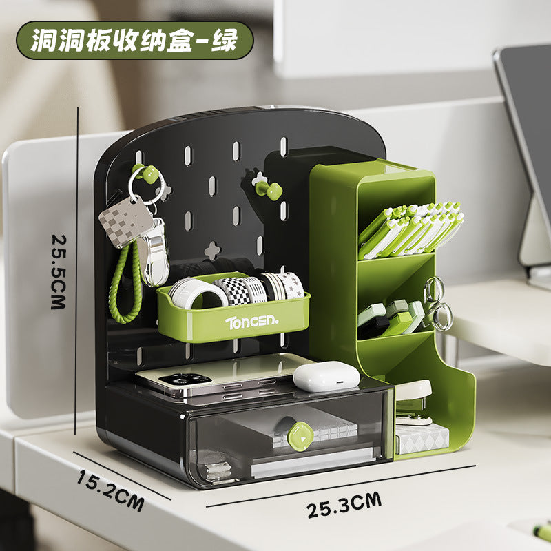 Desktop Pegboard Storage Rack Drawer Style Student Desk Stationery Office Workstation Pen Holder Organizer Storage Box