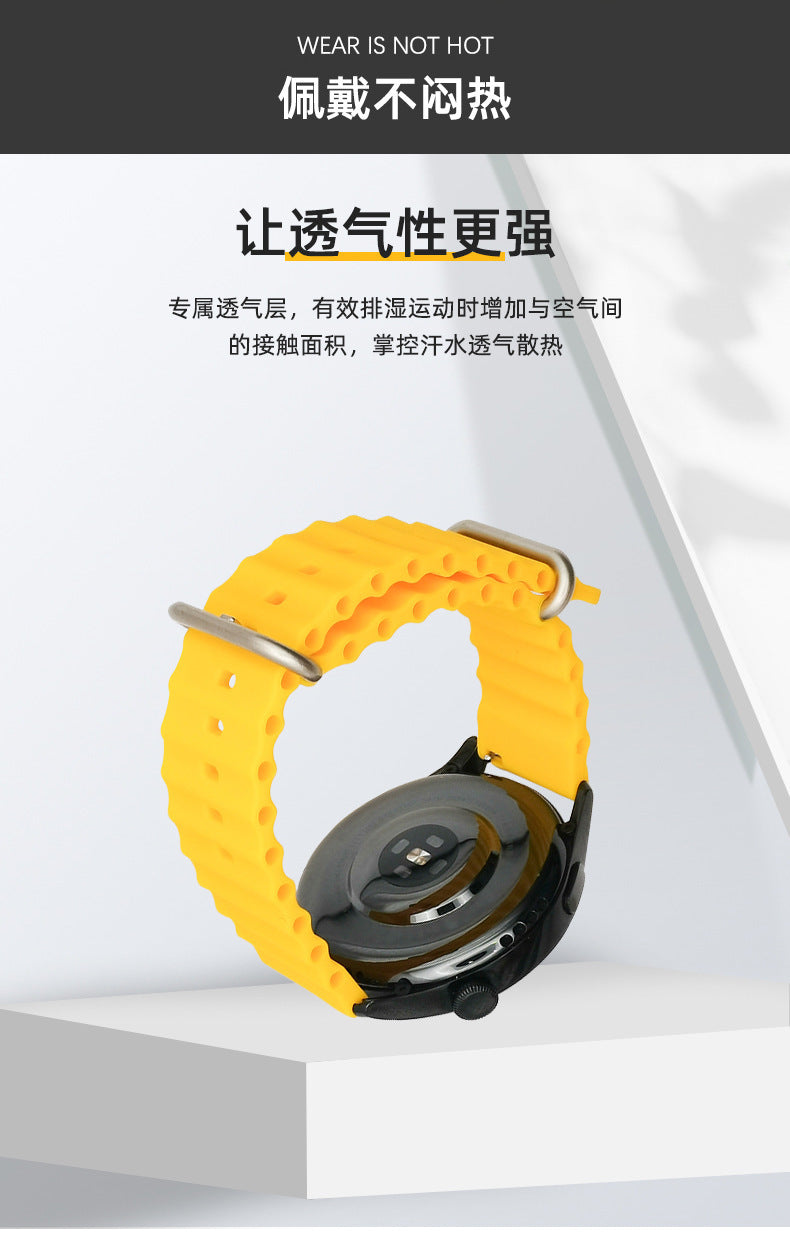 Wholesale new model compatible with Samsung Huawei watch Ocean Silicone Strap Official Same Style Solid Color Double Buckle Silicone Strap