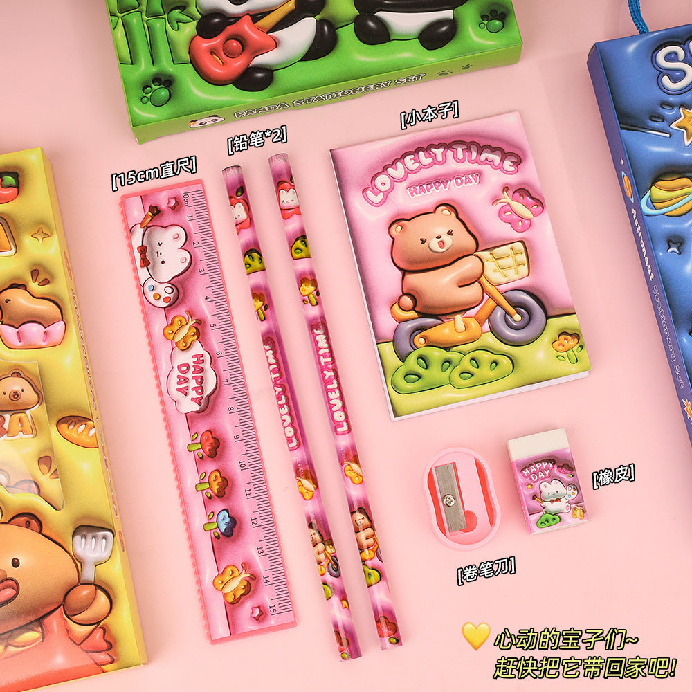 Creative Pencil Six-piece Stationery Set Handheld Gift Box Cartoon Elementary School Children's Day Back-to-School Season Gift Wholesale http://detail.1688.com/offer/926357993004.html