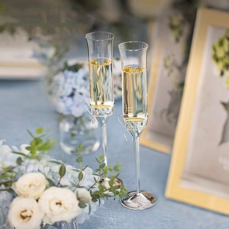 British Wang Weiwei Champagne Glass VeraWang Love Knot Rope Red Wine Pairing Goblet Wedding Gift Box