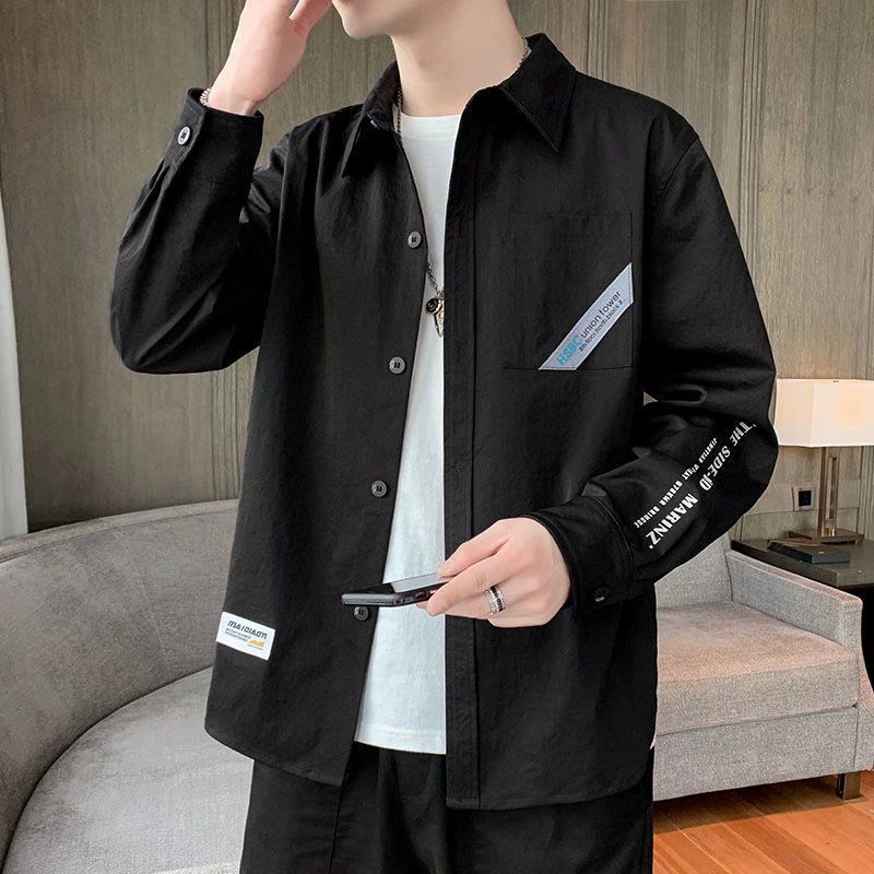 Gradient Long Sleeve Shirt for Men, Spring and Summer Loose Thin Jacket, Korean Style Trendy Casual ins Fashion Brand Sunscreen Shirt