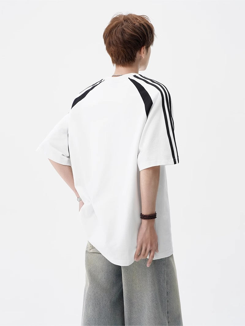 2025New Trendy Ice Silk Short Sleeves t Men's Round Neck Pullover Top Summer American Style Heavy Loose T-Shirt