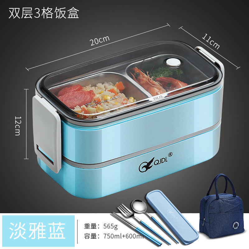 304Stainless Steel Sealed Insulated Lunch Box for Students and Office Workers, Microwave Safe, Double-Layer Lunch Container