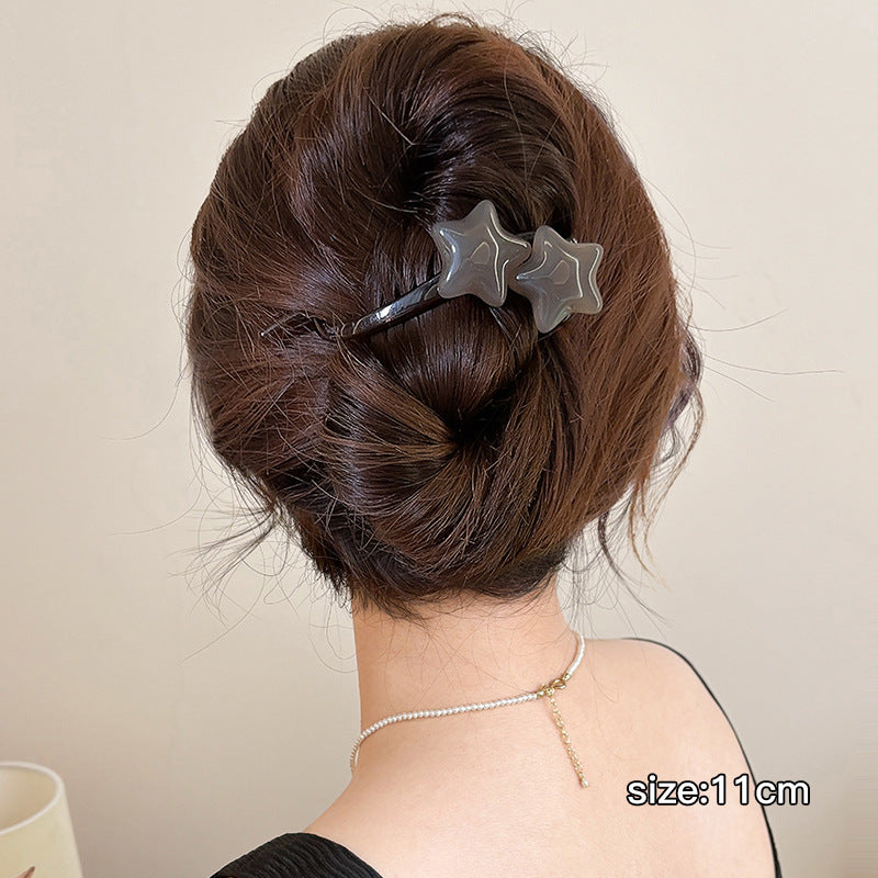 Vintage Simple Star Hair Twist Clip High-End Elegant Back of Head Bobby Pin Summer Versatile Shark Clip