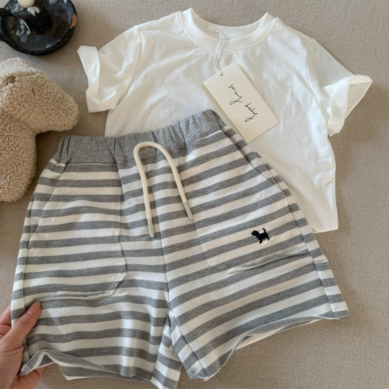 Little Bear Children's Shorts 25 Summer Boys and Girls Japanese Style Cartoon Striped Casual Pants Baby Toddler Fashionable Five-Point Shorts