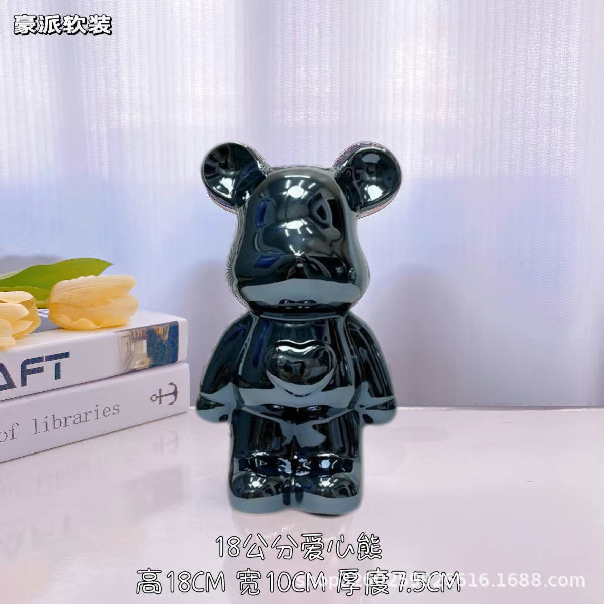 Chinese Style Violent Bear Ornament High-end Ceramic Living Room Entrance TV Cabinet Wine Cabinet Money Box Home Decoration Gift