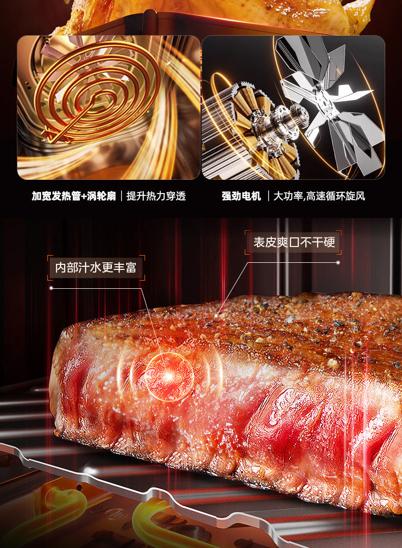 Cross-Border New Smart Visual Air Fryer Household Large Capacity Multi-Functional Air Oven Baking Professional Fryer Oven