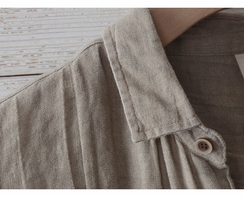Japanese Retro Linen Short Sleeve Shirt Men's Summer Casual Thin Breathable Loose Half Sleeve Cotton Linen Shirt