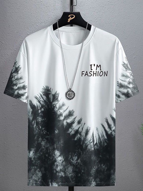 Ice silk short sleeve t Men's Summer T-shirt2025New Trendy Student Youth Half-Sleeve Men's Ice-Sense Ink-Splash T-Shirt