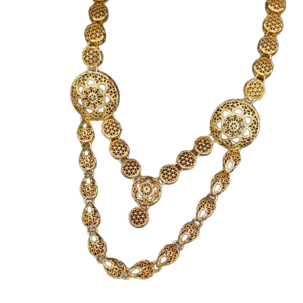 Hot Sale Recommendation Dubai24K Gold Women's Jewelry Set Middle Eastern Bride Necklace Earrings Ring Bracelet Four-Piece Set