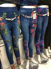 Yiwu Factory 3Color8Code tv Women's Imitation Denim Leggings Spring and Autumn High Waist Outer Wear One-piece Pants Cross-border Women's Pants