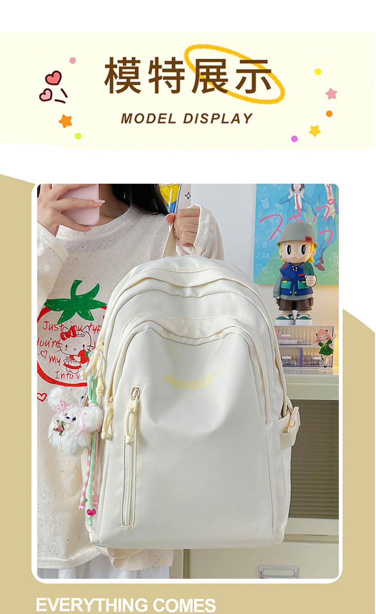 Large Capacity Backpack Women's New Fashion Simple School Bag Harajuku style solid color travel backpack for middle and high school students http://detail.1688.com/offer/967608488585.html
