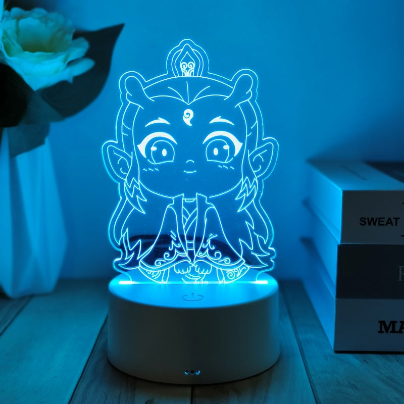 Cross-Border Creative3d Night Light Acrylic Board Internet Celebrity Hot-Selling Bedside Lamp Remote Control3d Nezha Night Light Ambient Light