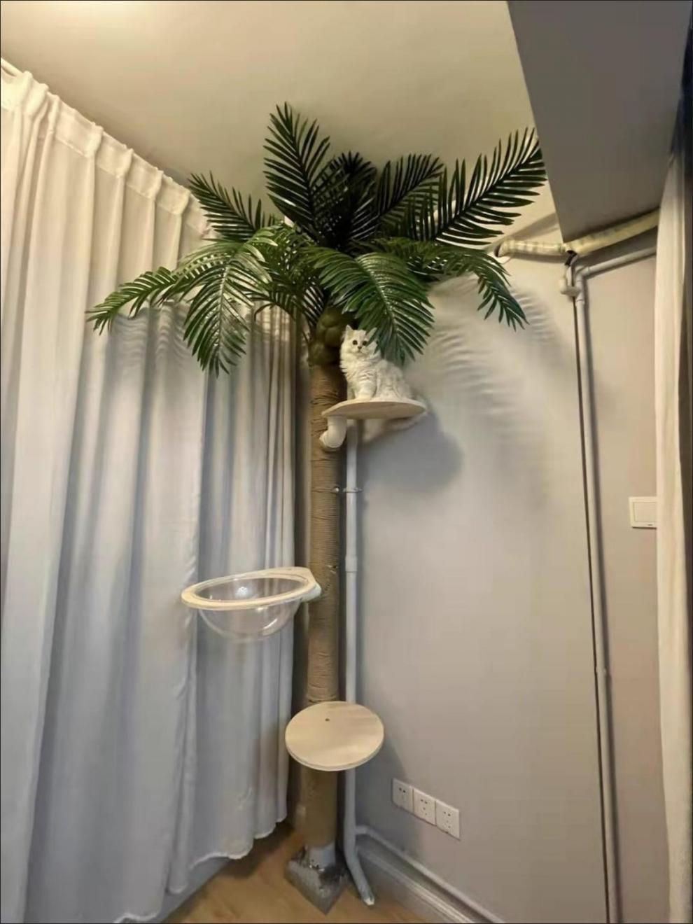 Artificial Coconut Tree Real Green Plant Coconut Fruit Leaves Pipe Decoration Sewer Cover Indoor Beautification Balcony Artificial Landscape