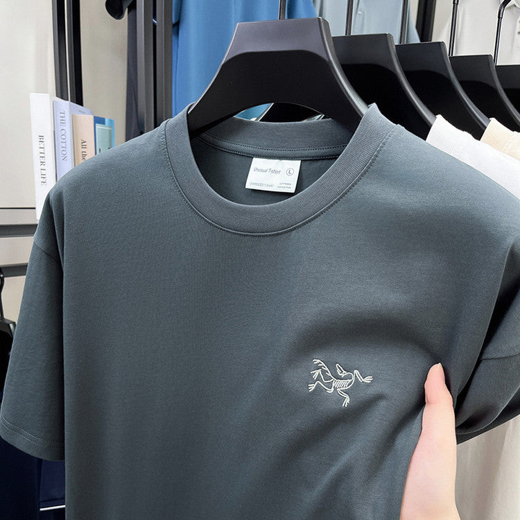 Cotton Short Sleeve T Men's T-Shirt Ancestor Bird Same Style Embroidered Fashion Wholesale Men's Round Neck Summer Thin T-Shirt