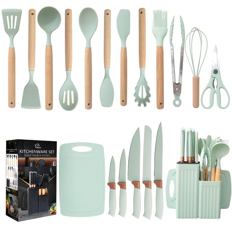 Silicone Spatula Soup Spoon19Set of Non-Stick Pans Silicone Spatula Household Food-Grade Silicone Kitchen Utensils Knife Set Wholesale