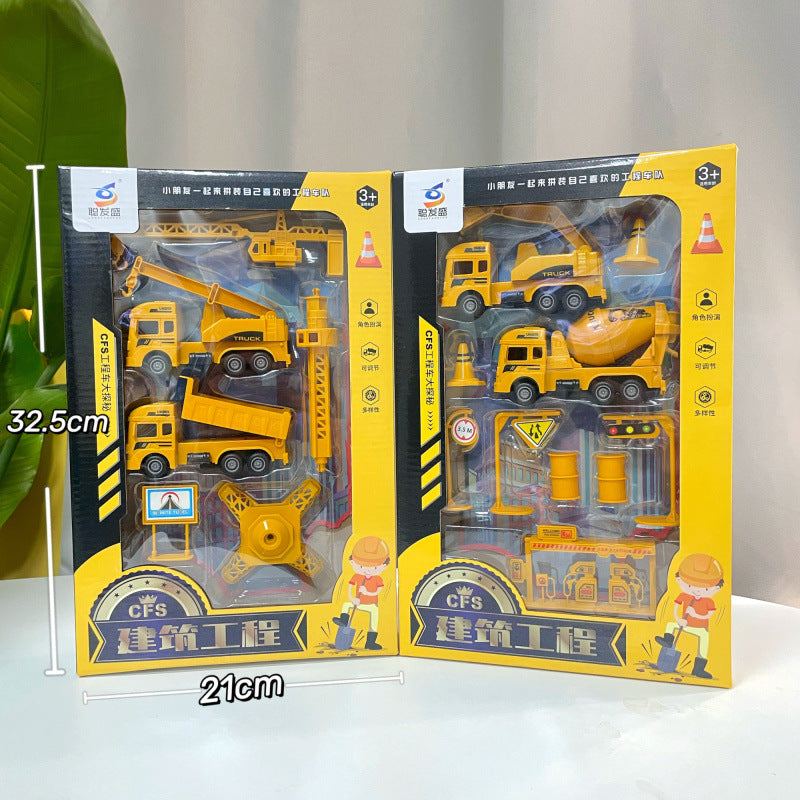 Durable Children's Toy Car Pull-Back Car Simulation Excavator Engineering Vehicle Fire Truck Airplane Model Boy's Gift