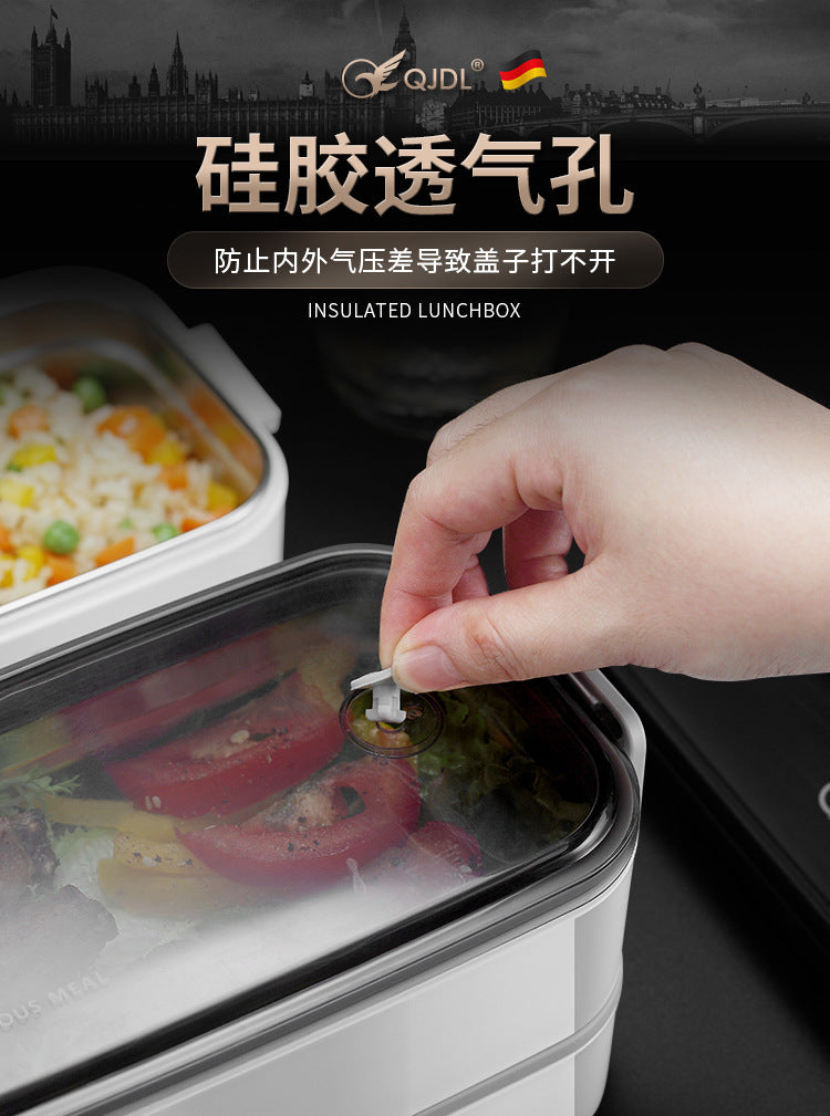304Stainless Steel Sealed Insulated Lunch Box for Students and Office Workers, Microwave Safe, Double-Layer Lunch Container