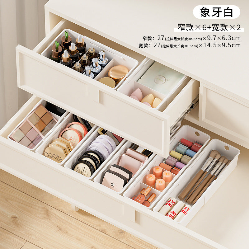Drawer Storage Box Expandable Cabinet Divider Box Kitchen Tableware Desktop Cosmetics Miscellaneous Organizer Box