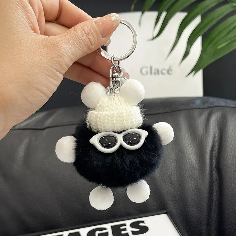 Rex Rabbit Fur Small Coal Ball Keychain Small Pendant Big Eyed Cartoon Plush Backpack Pendant High-end Small Gift http://detail.1688.com/offer/969101839202.html