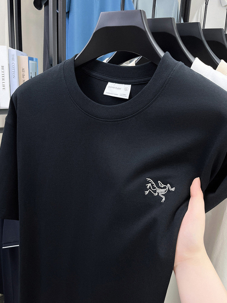 Cotton Short Sleeve T Men's T-Shirt Ancestor Bird Same Style Embroidered Fashion Wholesale Men's Round Neck Summer Thin T-Shirt