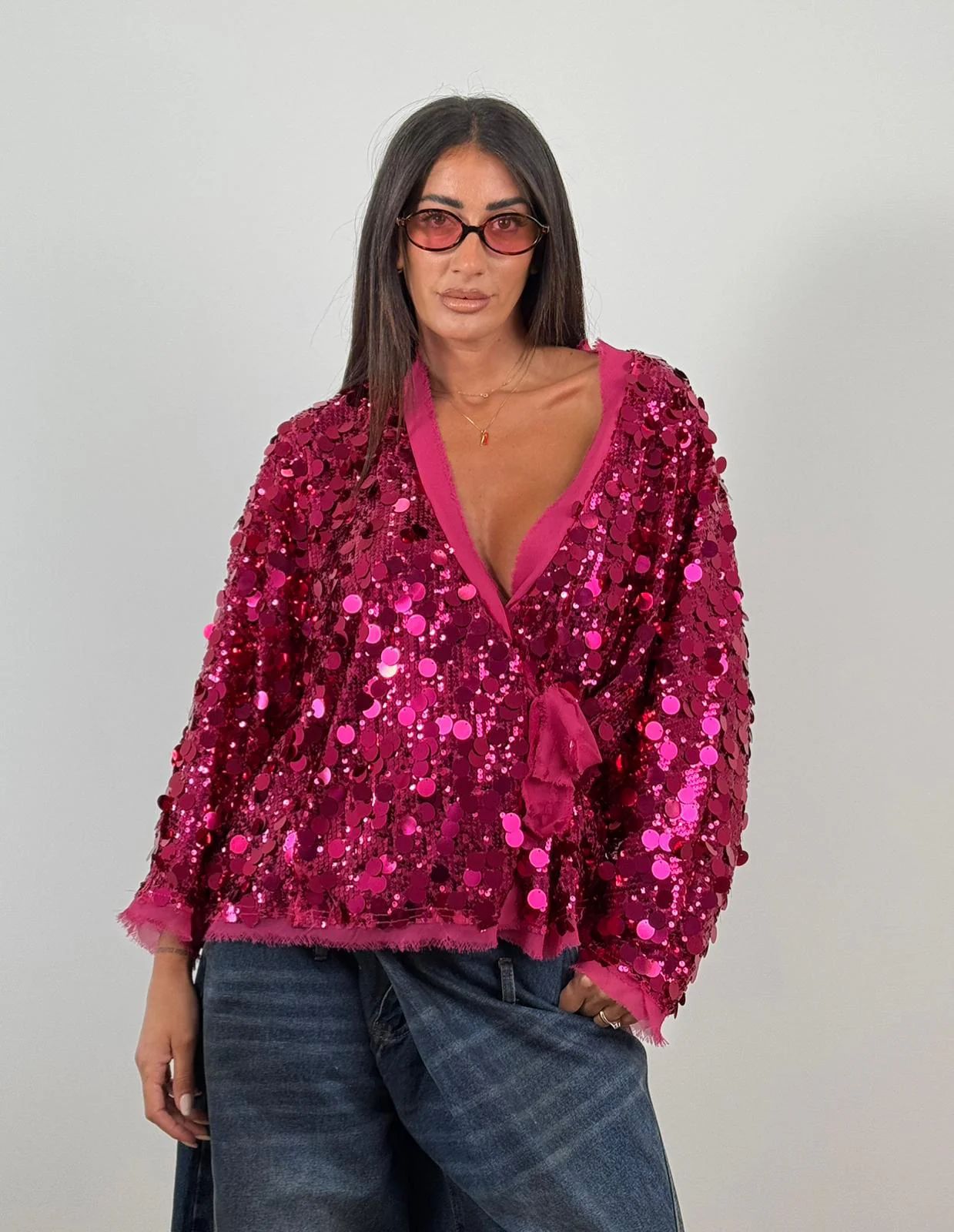GY26109Fashion Sequin Patchwork Jacket