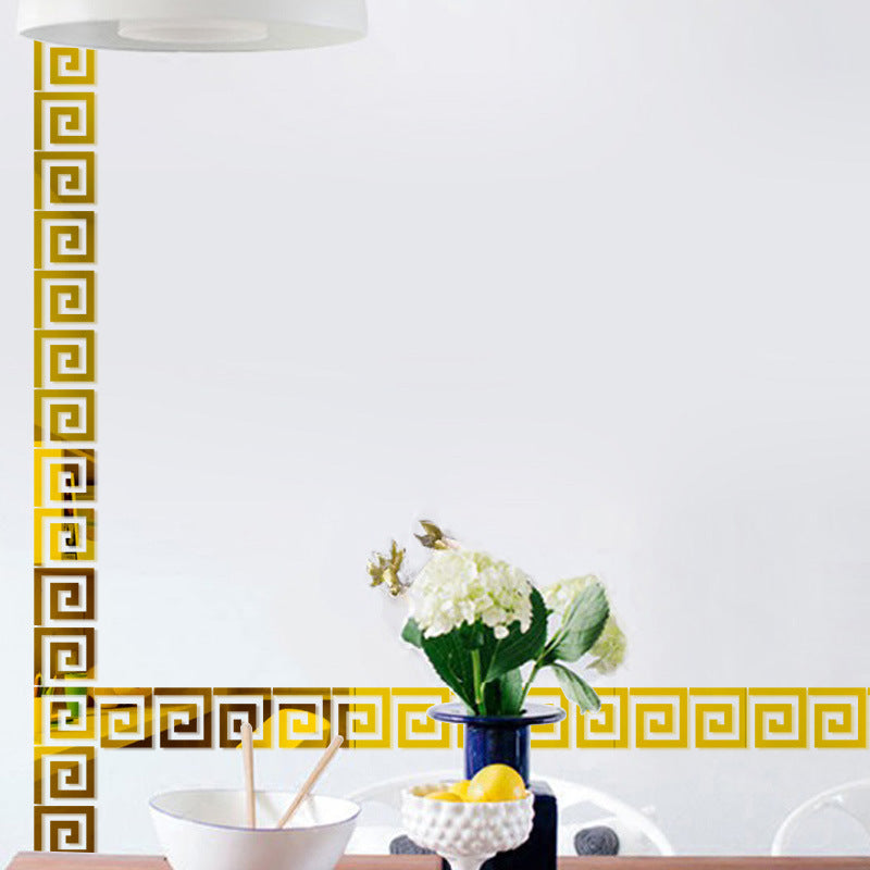 Hot-Selling Spiral Acrylic Mirror Sticky Paper Clips Waistline Wall Stickers for Home Living Room DIY Decorative Mirror Wall Sticker