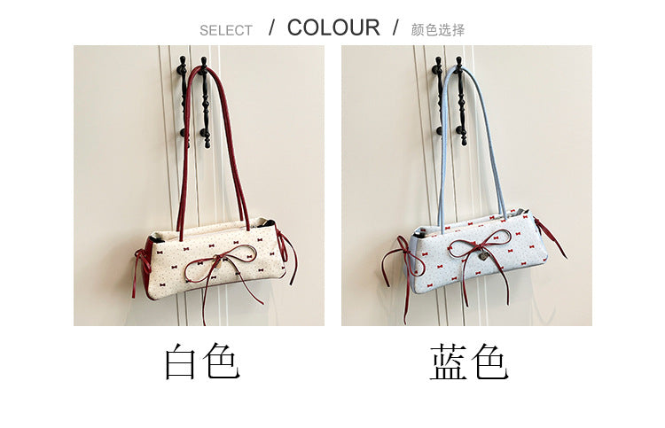 Korean Style High-Value Bowknot Bag for Women2025Summer New Single Shoulder Underarm Bag Fashion Polka Dot Handheld Small Bag for Women