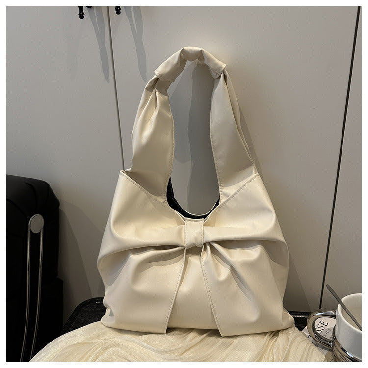 Korean Style Casual Underarm Women's Bag2025New Simple Bowknot Design Tote Bag Simple Handheld Shoulder Bag