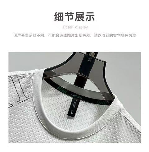 Foreign Trade Ice Silk Short Sleeve t Men's Summer Trendy Brand Short Sleeve T-Shirt2025New casual quick-dry men's top