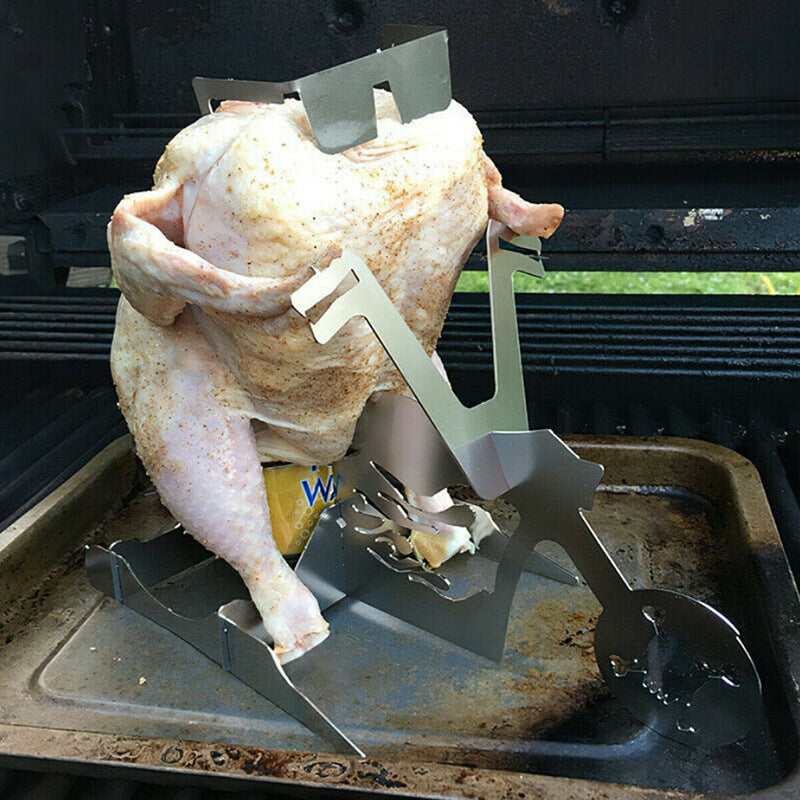 Chicken Stand Motorcycle BBQ Motorcycle Chicken Grill Stainless Steel BBQ Rack BBQ Stand