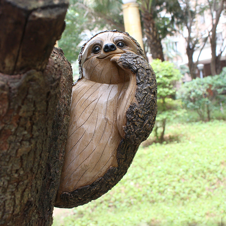 Cross-Border New Product Sloth Tree Hanging Resin Crafts Garden Decorations Creative Outdoor Landscaping Courtyard Tree Decorations