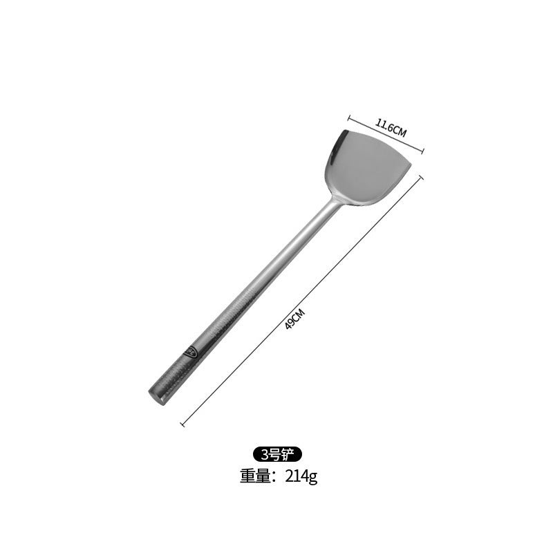 Stainless Steel Stir-Fry Spoon Chef's Stirring Spoon Long Handle Soup Spoon Serving Spoon Stir-Fry Spoon Kitchen Spatula Wooden Handle Pot Spatula Spoon