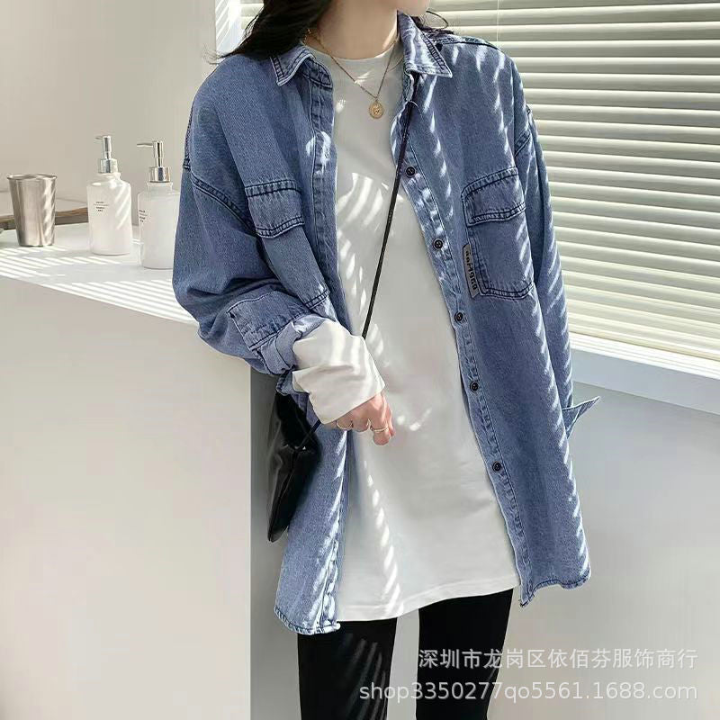 Spring and Autumn Foreign Trade Cross-Border Women's Denim Shirt Trendy Brand Korean Version Street Style Denim Top Women's Export Miscellaneous Denim Jacket