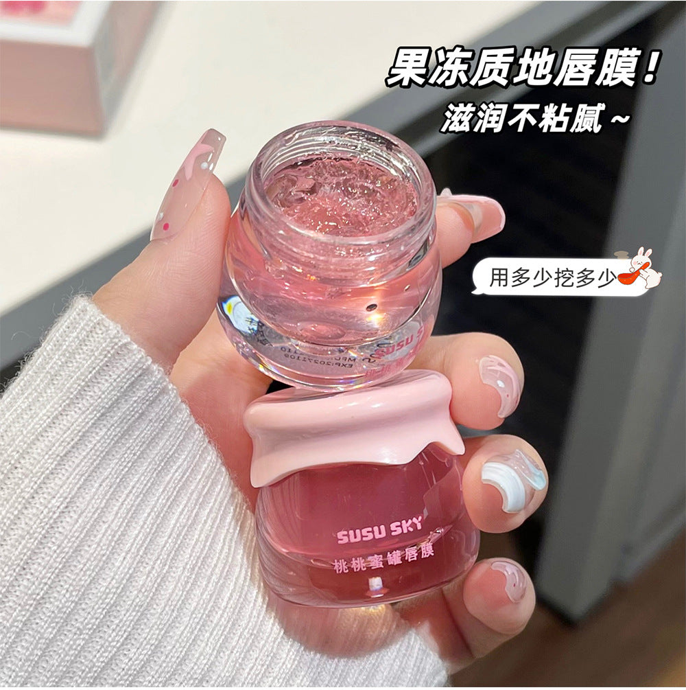 SUSU SKY Peach Honey Pot Lip Makeup Set Moisturizing Hydrating Autumn Winter Anti-Chap Exfoliating Nourishing Repair