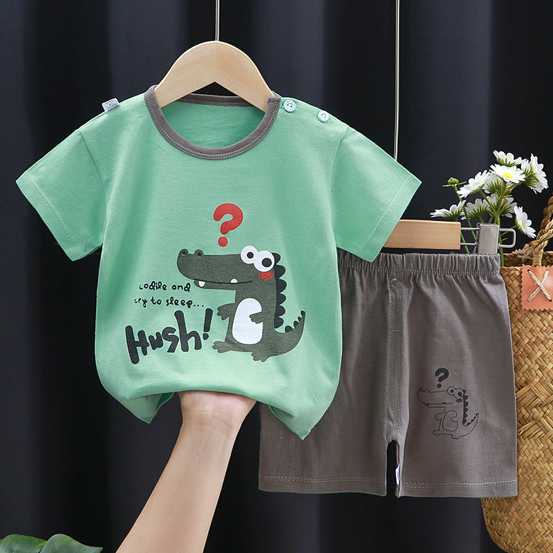 Children's Summer Short Sleeve Set a Cotton-like Boys' and Girls' Clothing t T-shirt Baby Summer Clothing2025Children's Clothing