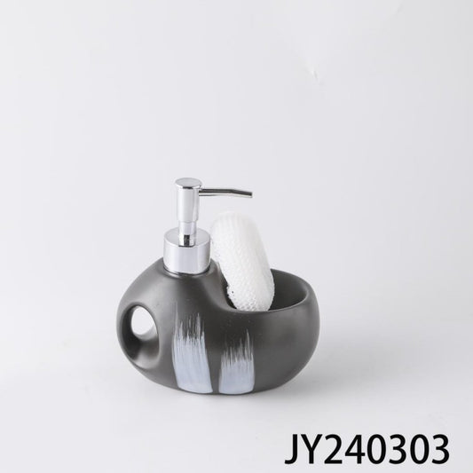 Modern Ceramic Bathroom Set Four-Piece Set Bathroom Lotion Bottle Press Hand Sanitizer Bottle Mouthwash Cup Toothbrush Holder Soap Dish